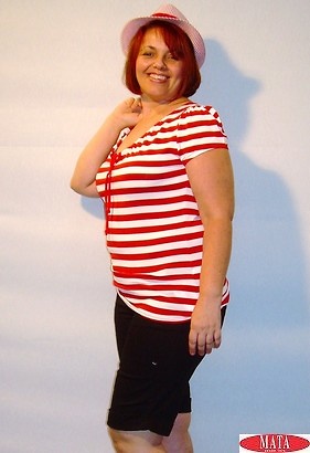 Bermuda NEGRO mujer tallas grandes 04840 y camiseta rojo 10808 