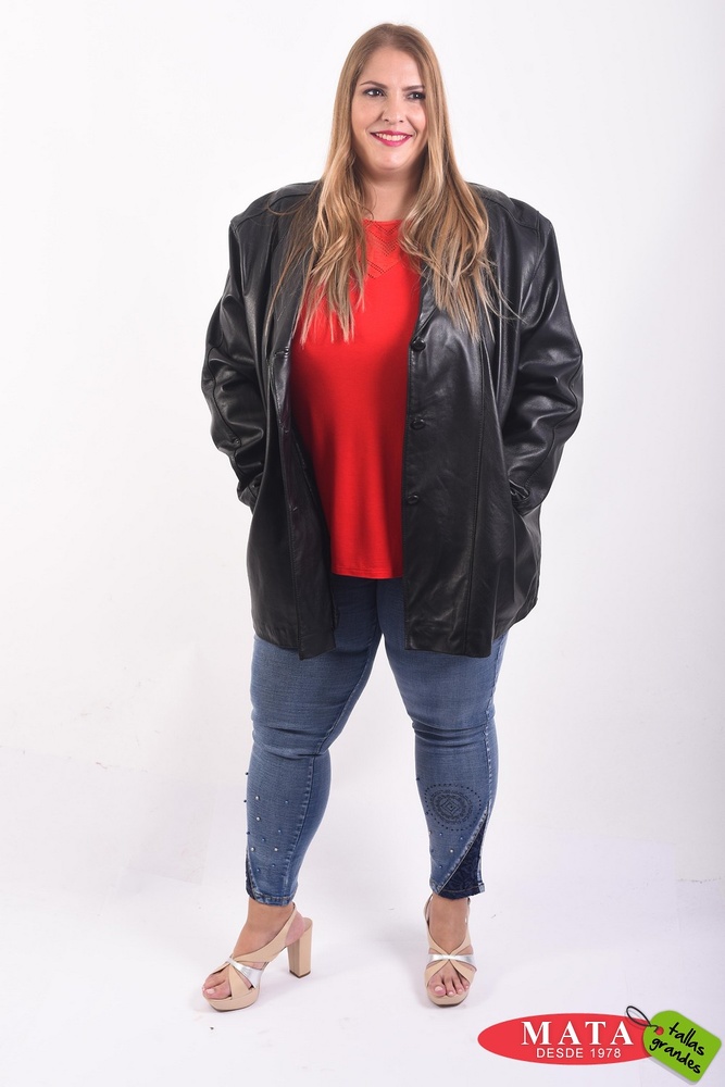 Chaqueta de piel mujer 01191 - mujer tallas grandes, Abrigo, Chaquetas, Ropa mujer tallas grandes, Novedad Tallas Grandes Mujer, Ropa mujer tallas grandes, Ofertas Ropa de Mujer - Modas Mata Tallas Grandes