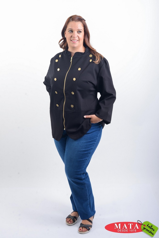 Chaqueta mujer tallas grandes 20468 - Ropa mujer tallas grandes, Abrigo, Chaquetas, Ropa mujer tallas grandes, Novedad Tallas Grandes Mujer, Ropa mujer tallas grandes, Ofertas Ropa de Mujer - Modas Mata Grandes