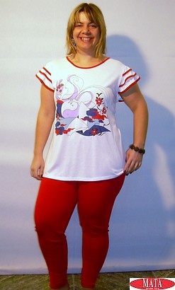 Legging ROJO mujer tallas grandes 10885 y camiseta blanco 10872 