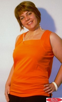 Camiseta mujer naranja tallas grandes 14410 