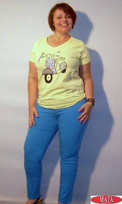Vaquero mujer azul 13880 y camiseta amarilla 13873 