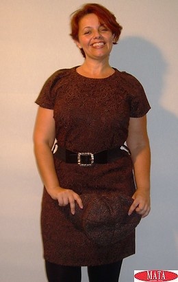 Vestido mujer marrón tallas grandes 11337 